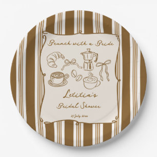 Brunch with bride retro coffee bridal shower paper plate