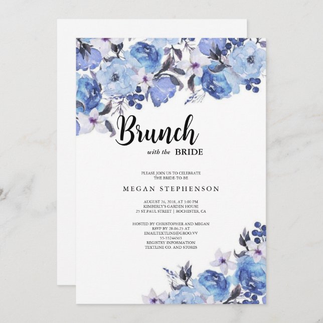 Brunch with the Bride Gold Greenery Bridal Shower Invitation (Front/Back)