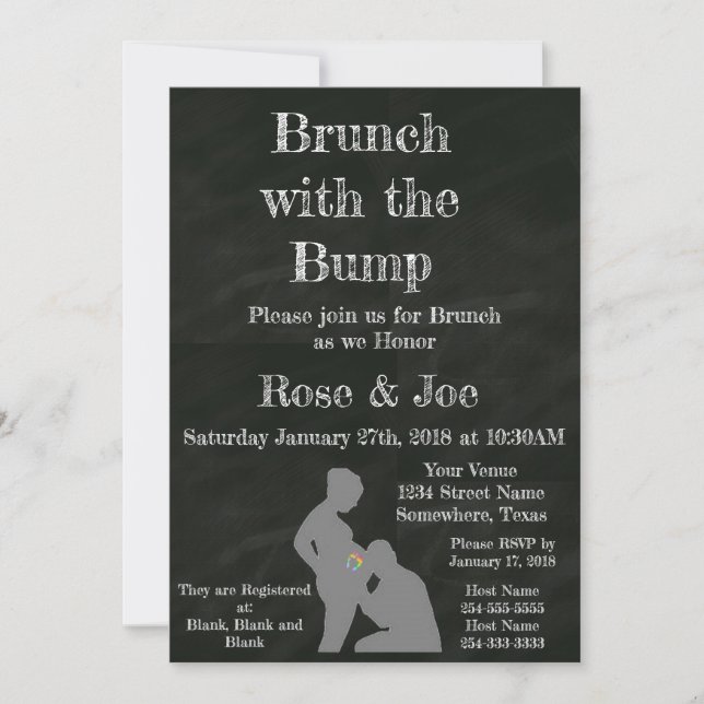 Brunch With the Bump chalkboard Invitation (Front)