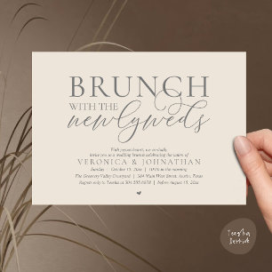 Brunch with the newlyweds, Cream Grey Wedding Invitation