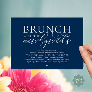 Brunch with the newlyweds, Navy Blue Wedding Invitation