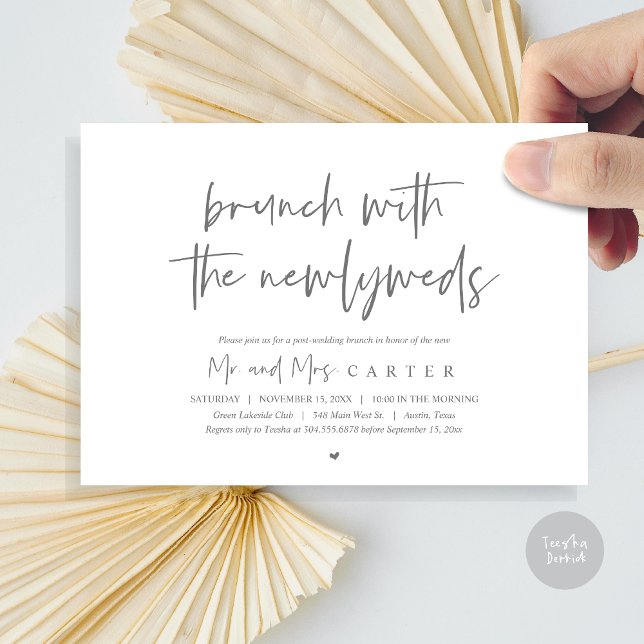 Brunch with the newlyweds, post wedding, Dark Grey Invitation (Brunch with the newlyweds, post wedding elopement invitation card, pdf, in dark grey)