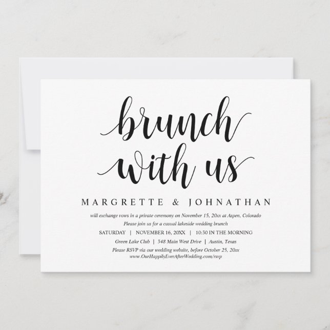 Brunch With The Newlyweds, Wedding Elopement Invitation (Front)