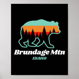 Brundage Mountain Idaho Skiing Snowboarding Bear Poster