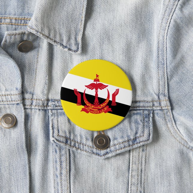 Brunei flag 7.5 cm round badge (In Situ)