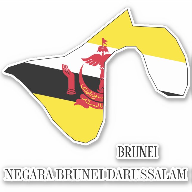 Brunei Flag Charming Patriotic Map (Front)
