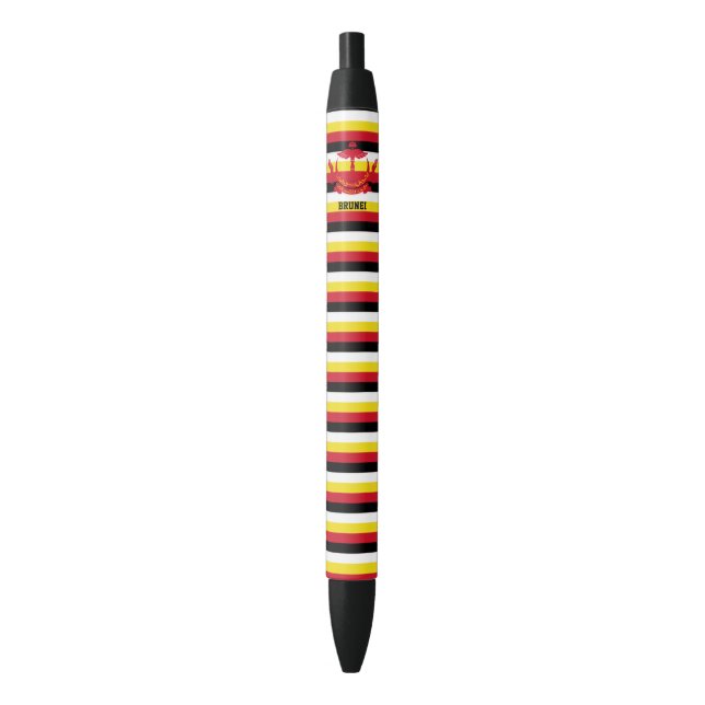 Brunei Flag Cute Patriotic Black Ink Pen (Front Vertical)