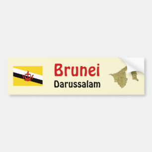 Brunei Flag + Map Bumper Sticker