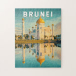 Brunei Illustration Travel Art Vintage Jigsaw Puzzle<br><div class="desc">Brunei vector artwork design. Brunei,  a small yet culturally rich nation on the island of Borneo,  is known for its magnificent mosques,  pristine rainforests,  and unique stilt villages.</div>