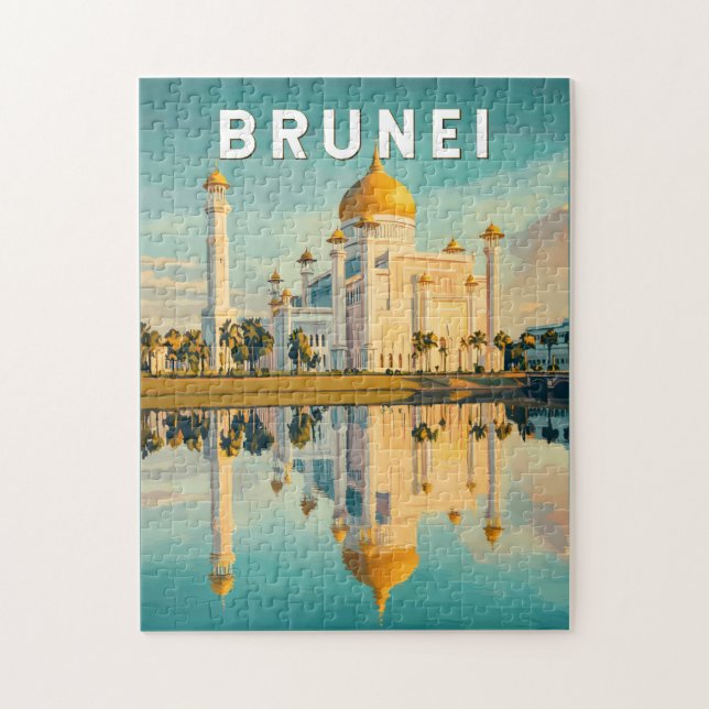 Brunei Illustration Travel Art Vintage Jigsaw Puzzle (Vertical)