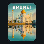 Brunei Illustration Travel Art Vintage Magnet<br><div class="desc">Brunei vector artwork design. Brunei,  a small yet culturally rich nation on the island of Borneo,  is known for its magnificent mosques,  pristine rainforests,  and unique stilt villages.</div>