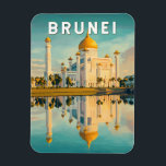 Brunei Illustration Travel Art Vintage Magnet<br><div class="desc">Brunei vector artwork design. Brunei,  a small yet culturally rich nation on the island of Borneo,  is known for its magnificent mosques,  pristine rainforests,  and unique stilt villages.</div>