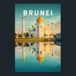 Brunei Illustration Travel Art Vintage Poster<br><div class="desc">Brunei vector artwork design. Brunei,  a small yet culturally rich nation on the island of Borneo,  is known for its magnificent mosques,  pristine rainforests,  and unique stilt villages.</div>