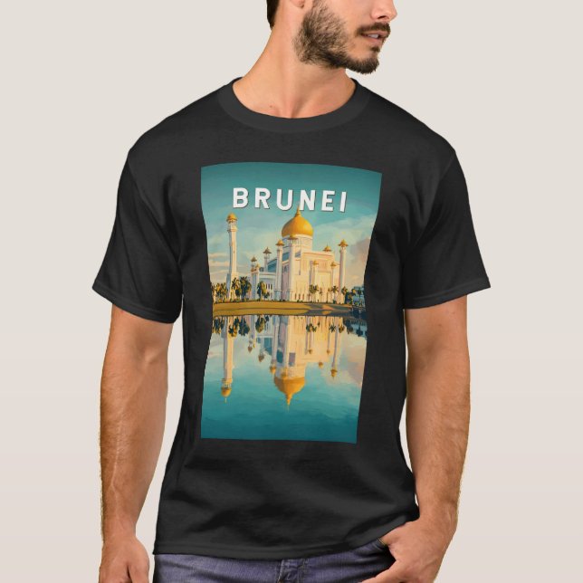 Brunei Illustration Travel Art Vintage T-Shirt (Front)