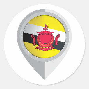 Brunei Pin Location Flag Classic Round Sticker