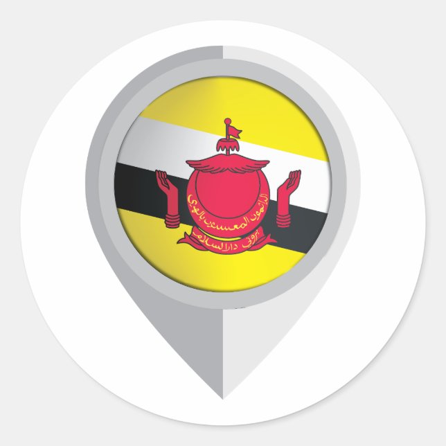 Brunei Pin Location Flag Classic Round Sticker (Front)