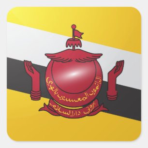 Brunei square glossy flag sticker