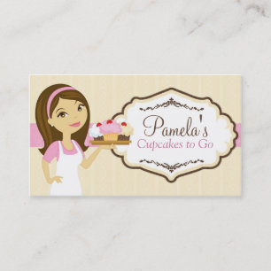 Brunette Baker Cupcake Business Cards D17