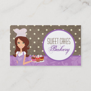 Brunette Baker Purple Brow Cup Cakes Business Card