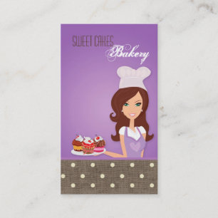 Brunette Baker Purple Brow Cup Cakes Business Card