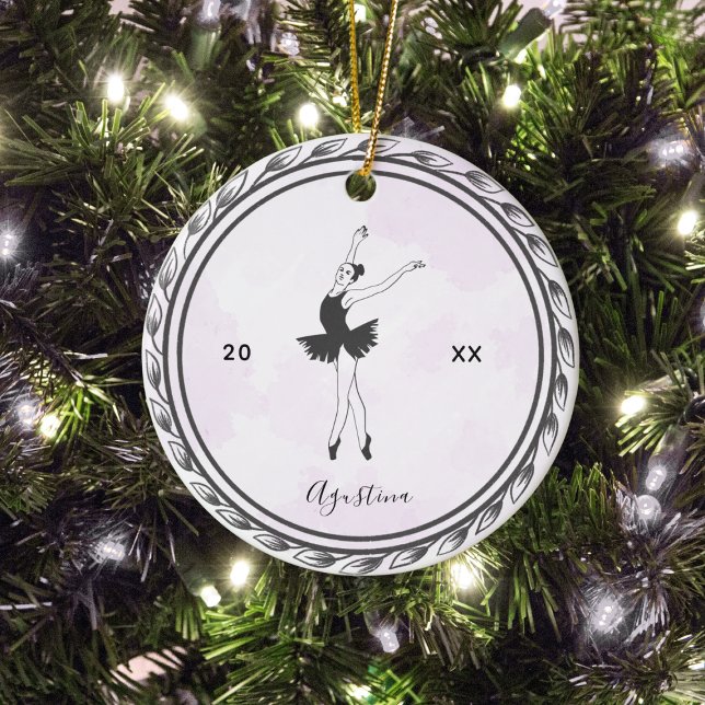 Brunette Balerina Silhouette Ballet Dancer Name Ceramic Tree Decoration (Creator Uploaded)
