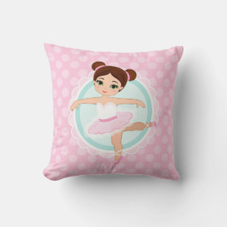 Brunette Ballerina - Pink Ballet Dancer Girl Cushion