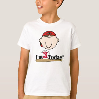 Brunette Baseball 3rd Birthday T-Shirt