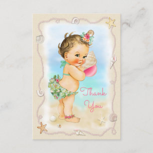 Brunette Beach Baby Conch Shell Thank You Card