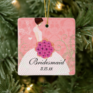 Brunette Birdesmaid Gifts You Choose Colours Ceramic Tree Decoration