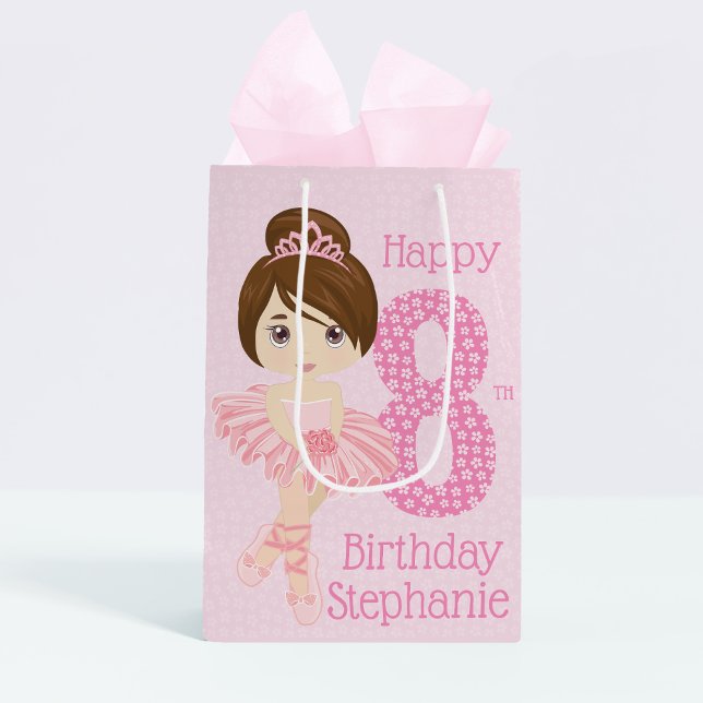 Brunette Birthday Ballerina Medium Gift Bag (Creator Uploaded)