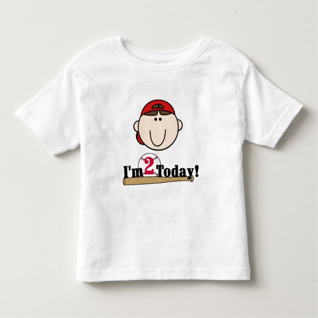 Brunette Boy Baseball 2nd Birthday Toddler T-Shirt (Front)
