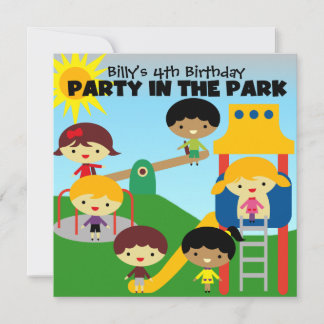 Brunette Boy Party in the Park Invite