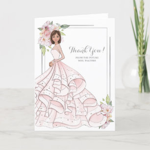 Brunette Bride Bridal Shower Future Mrs Thank You Card