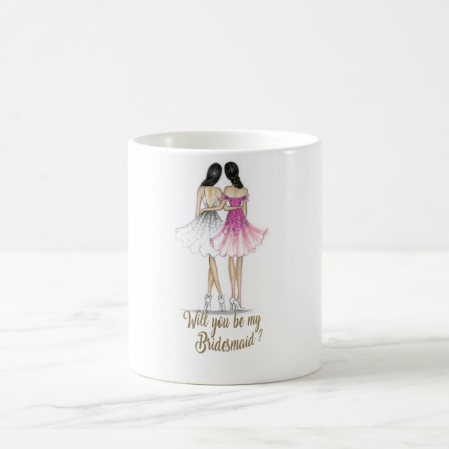 Brunette Bride/Brunette Bridesmaid Mug (Center)
