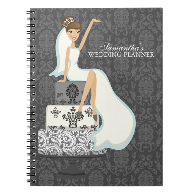 Brunette Bride on Wedding Cake Spiral Notebook (Front)