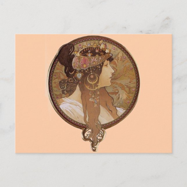 Brunette by Alphonse Mucha Postcard (Front)