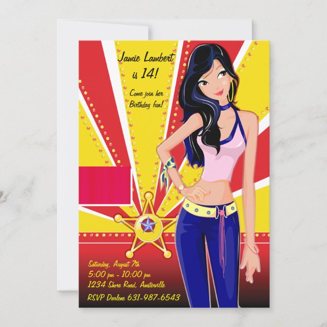 Brunette Cutie Invitation (Front)