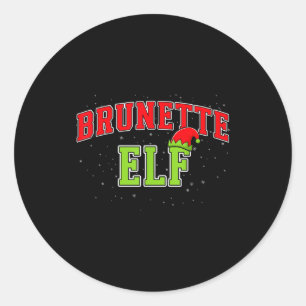 Brunette Elf Christmas Family Matching Group Xmas  Classic Round Sticker