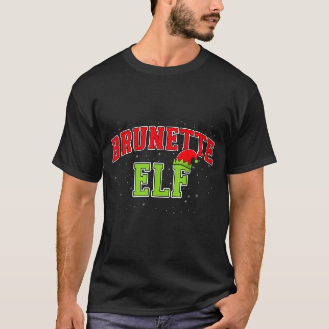 Brunette Elf Christmas Family Matching Group Xmas  T-Shirt (Front)