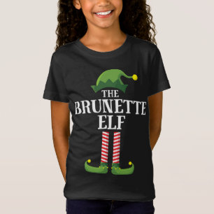 Brunette Elf Matching Family Christmas Party T-Shirt