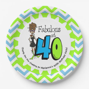 Brunette Fabulous at 40 40th Birthday Paper Plates