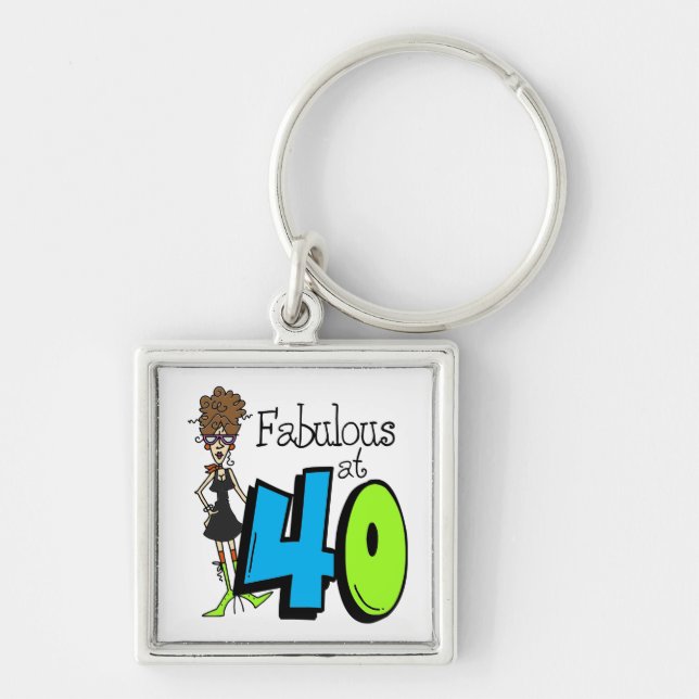 Brunette Fabulous at 40 Birthday Key Ring (Front)