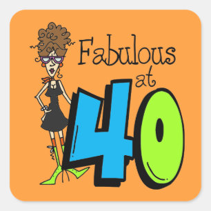 Brunette Fabulous at 40 Birthday Square Sticker