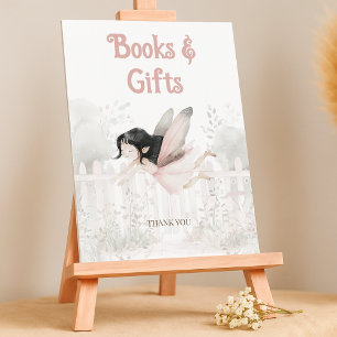 Brunette Fairy Books for Baby Table Sign
