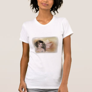Brunette Fantasy with Soft Leaf Fall Background T-Shirt