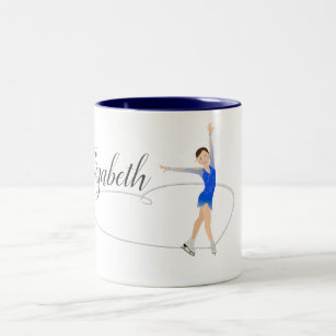 Brunette Figure Skater Personalised Two-Tone Coffee Mug