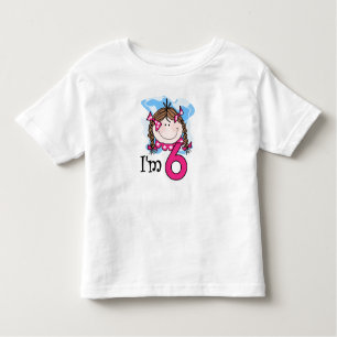 Brunette Girl I'm Six Toddler T-Shirt