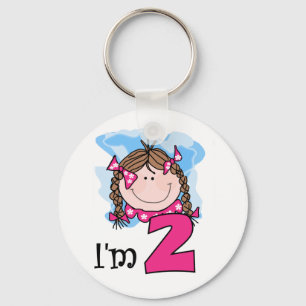 Brunette Girl I'm Two Key Ring