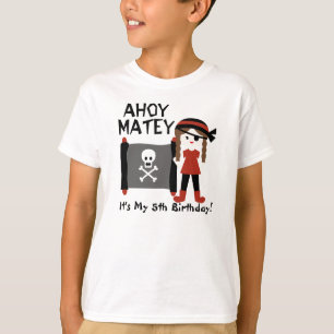 Brunette Girl Party Like a Pirate Custom Tshirt