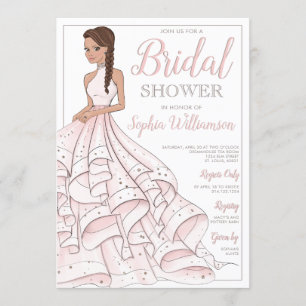 Brunette Glitter Glam Bride Bridal Shower Invitation